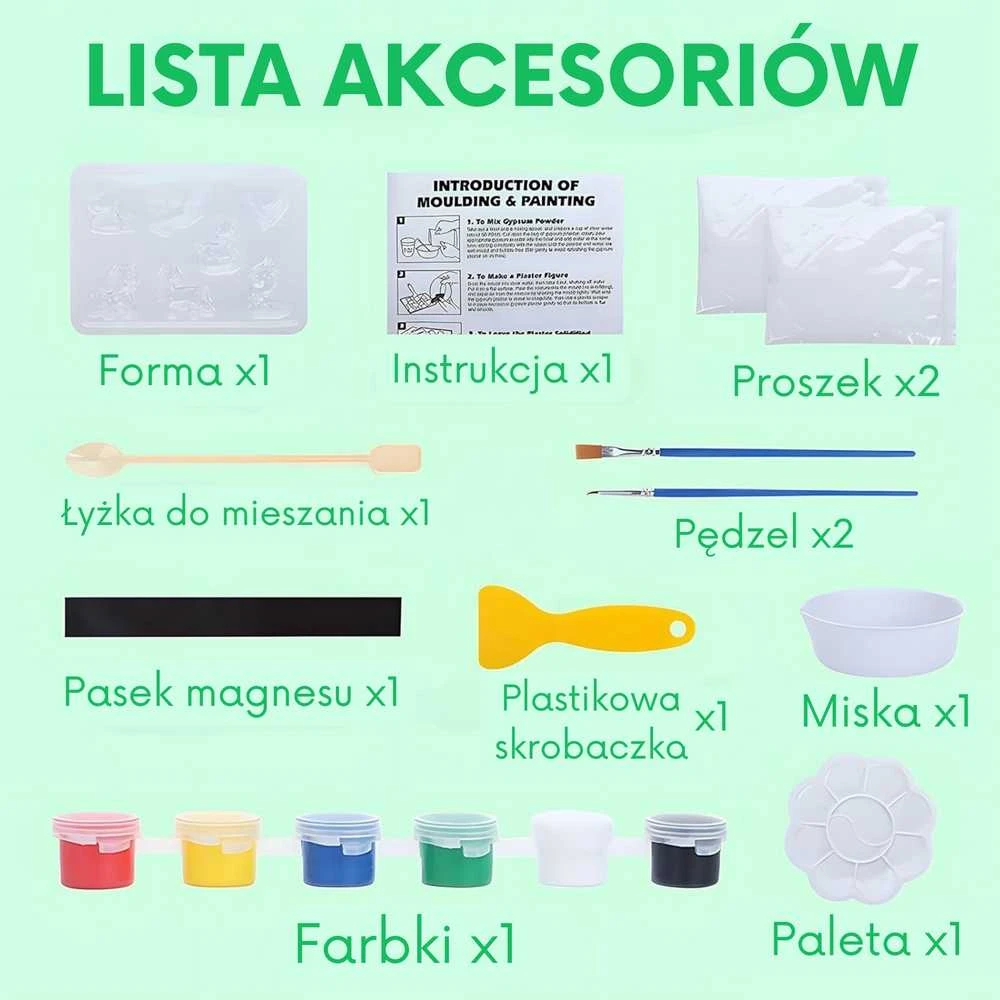 WOOPIE Kurybinis rinkinys su dažais - Padarykite gipso gyvūnus