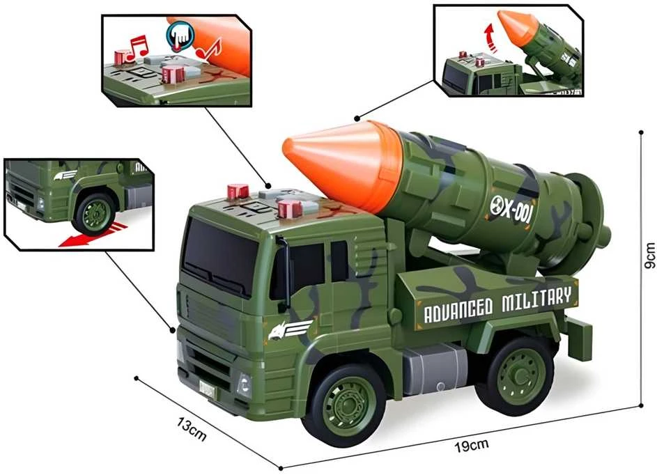 Woopie karinių transporto priemonių rinkinys su raketų šaudyklomis