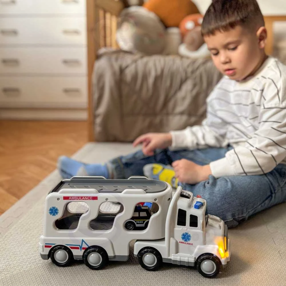 Woopie Žaislai Didelis Gelbėjimo Rinkinys: Sunkvežimis + 4 Automobiliai