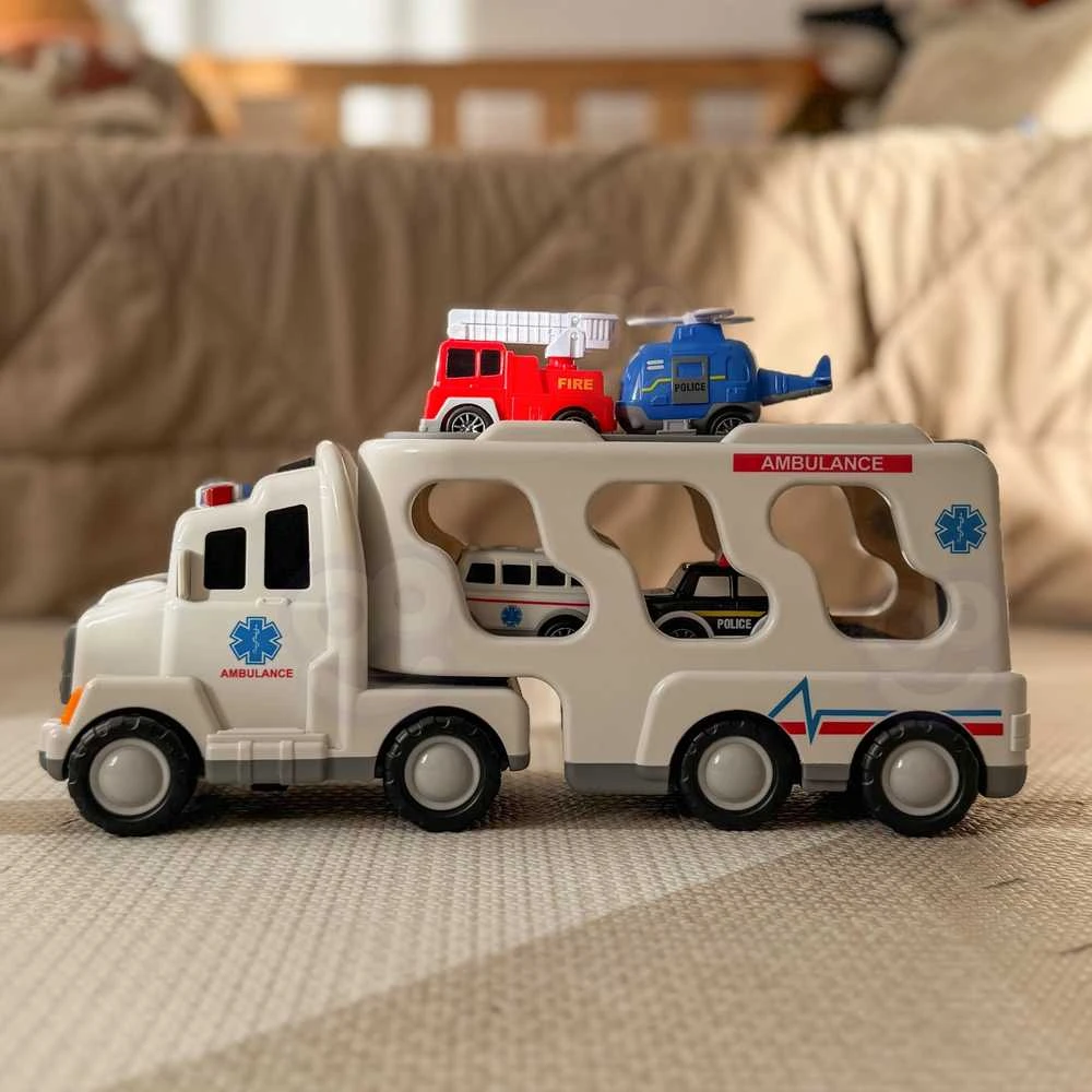 Woopie Žaislai Didelis Gelbėjimo Rinkinys: Sunkvežimis + 4 Automobiliai