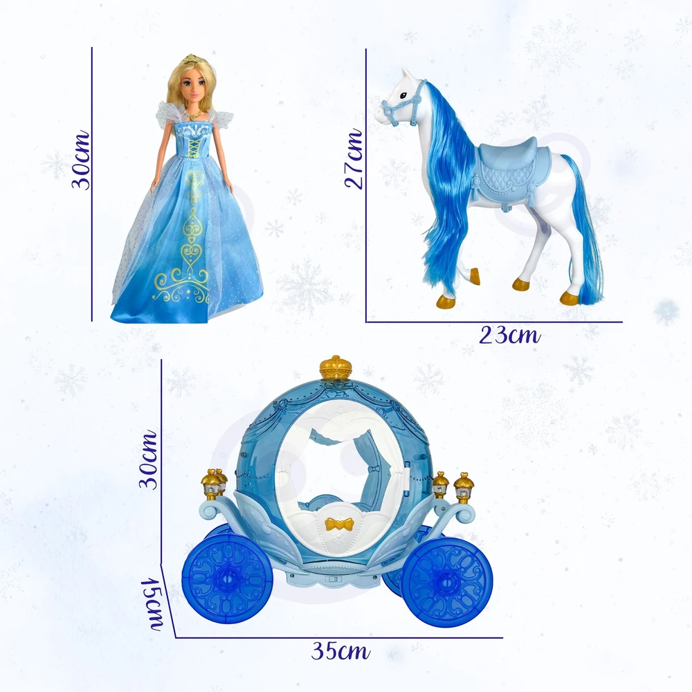Lėlių rinkinys Ledo princesė Lily ir šviečianti karieta WOOPIE ROYAL