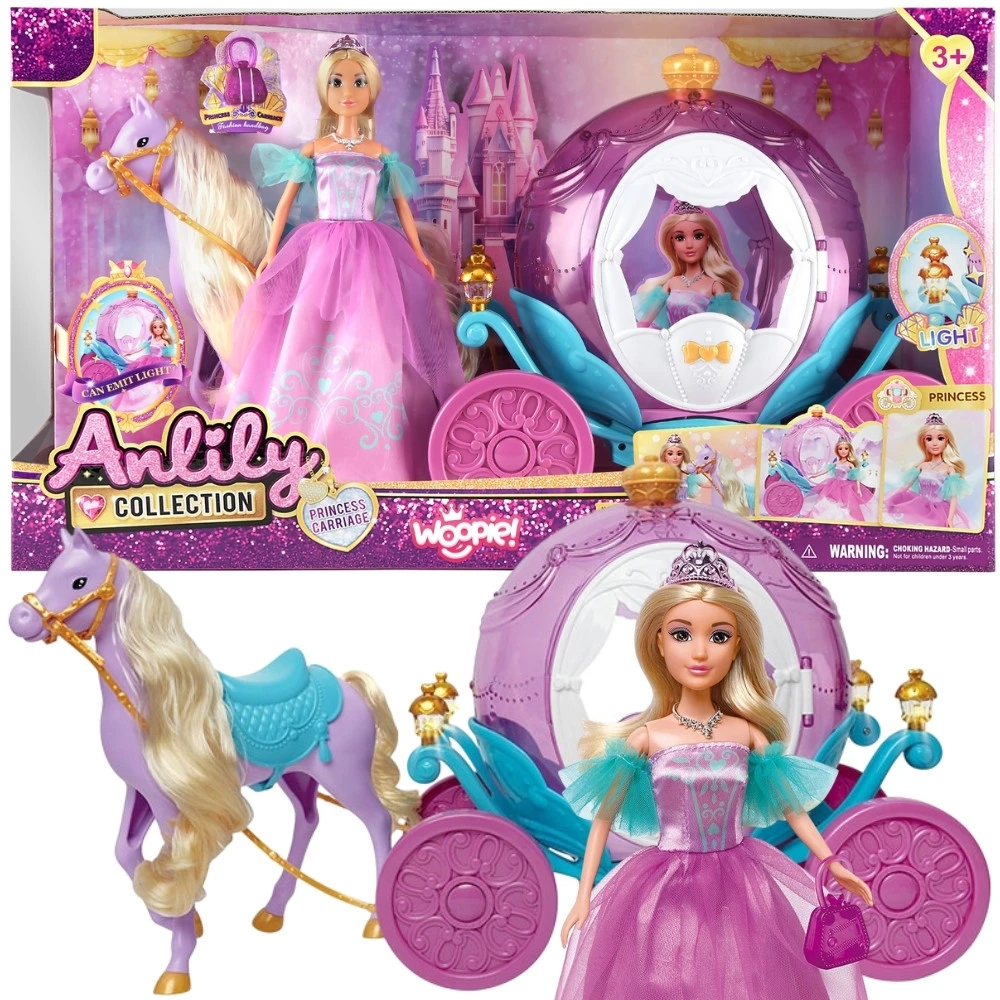 Lėlių rinkinys princesė Lily ir karieta WOOPIE ROYAL