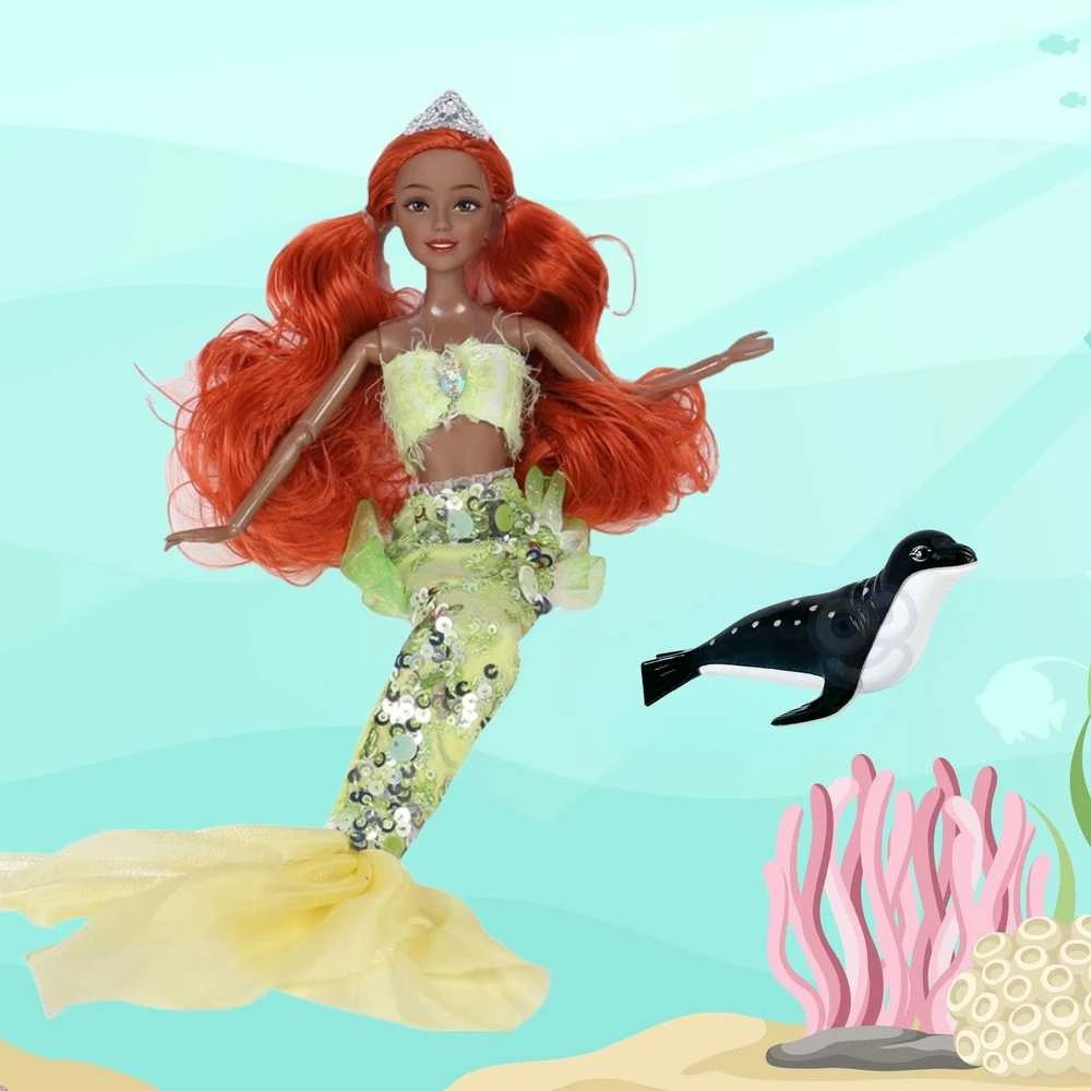 Lėlė Sirena Emi Mermaid su ruoniuku WOOPIE ROYAL