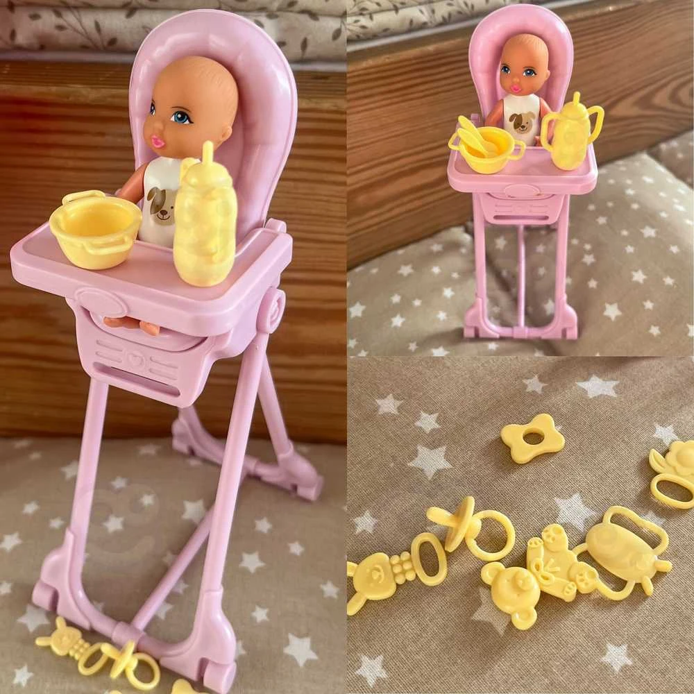 Lėlė Lily su kūdikiu ir maitinimo kėdute WOOPIE ROYAL