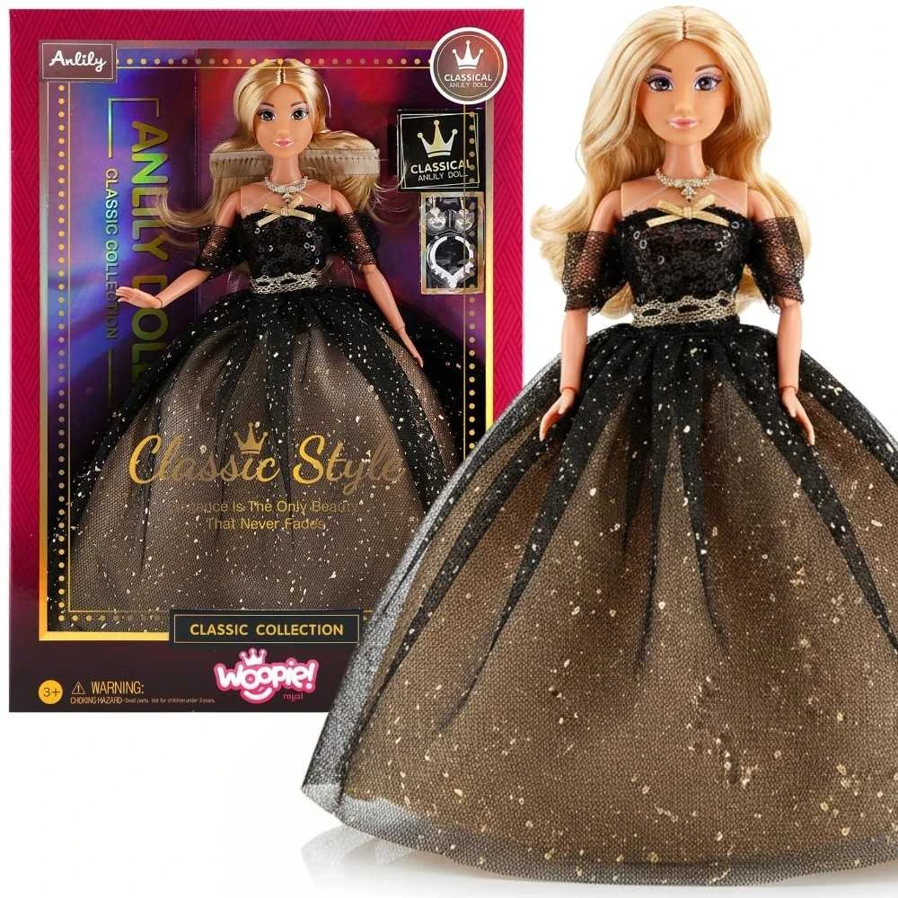 Lėlė Lili su ilga juoda suknele WOOPIE ROYAL 30 cm
