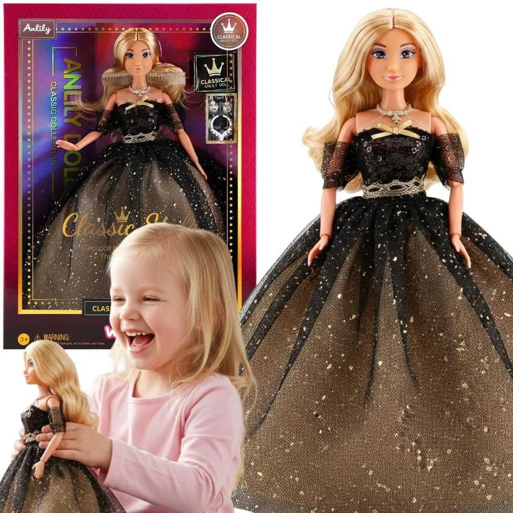 Lėlė Lili su ilga juoda suknele WOOPIE ROYAL 30 cm