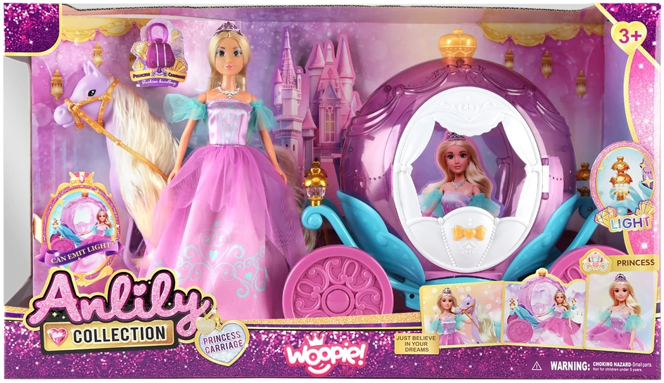 Lėlių rinkinys princesė Lily ir karieta WOOPIE ROYAL