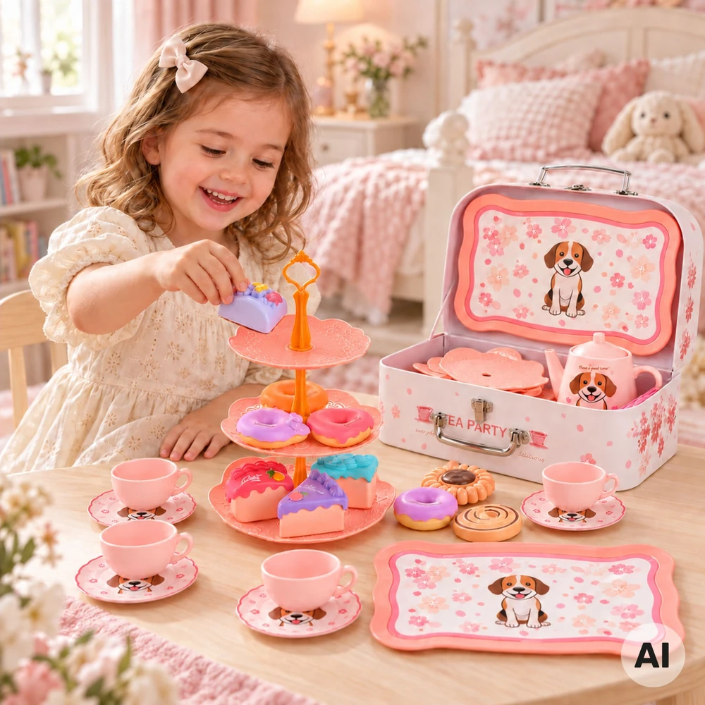 WOOPIE Rožinė Puppy Tea Set 40 pcs.