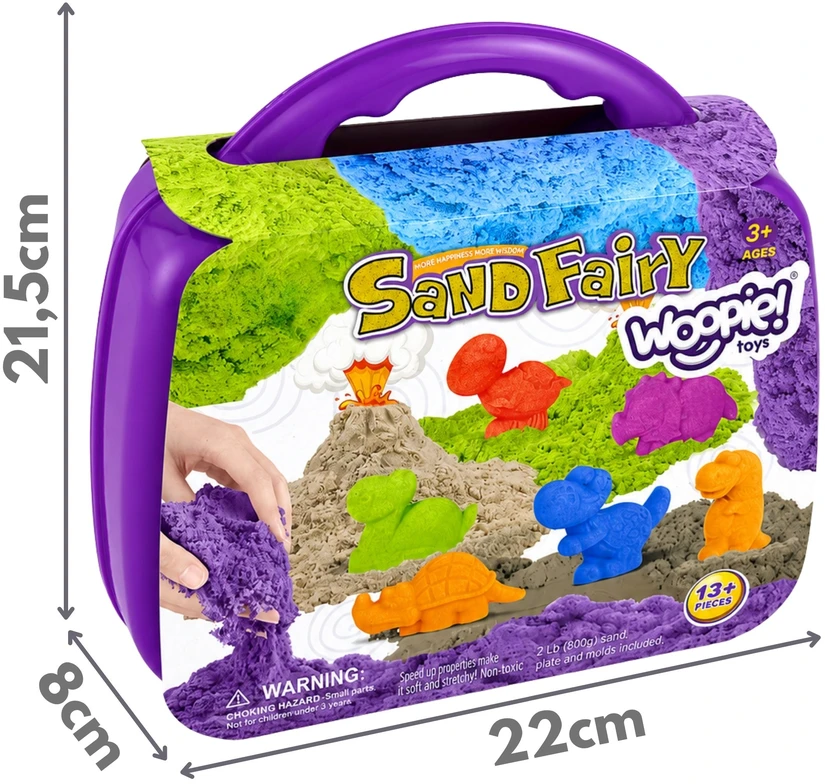 Woopie SMĖLIO FĖJA Kinetinio smėlio rinkinys Dinozaurai 13 vnt.