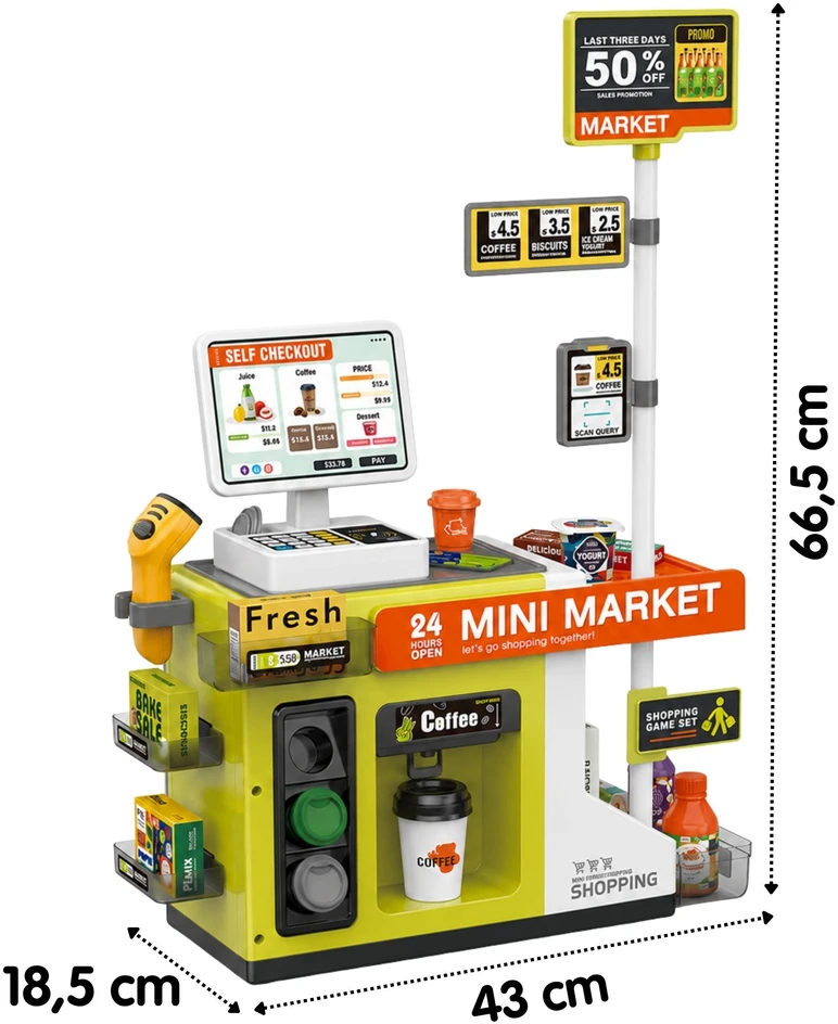 WOOPIE savitarnos kasos aparatas Mini Market Express ir priedai