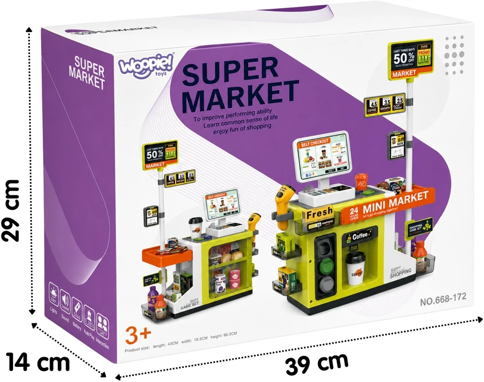 WOOPIE savitarnos kasos aparatas Mini Market Express ir priedai