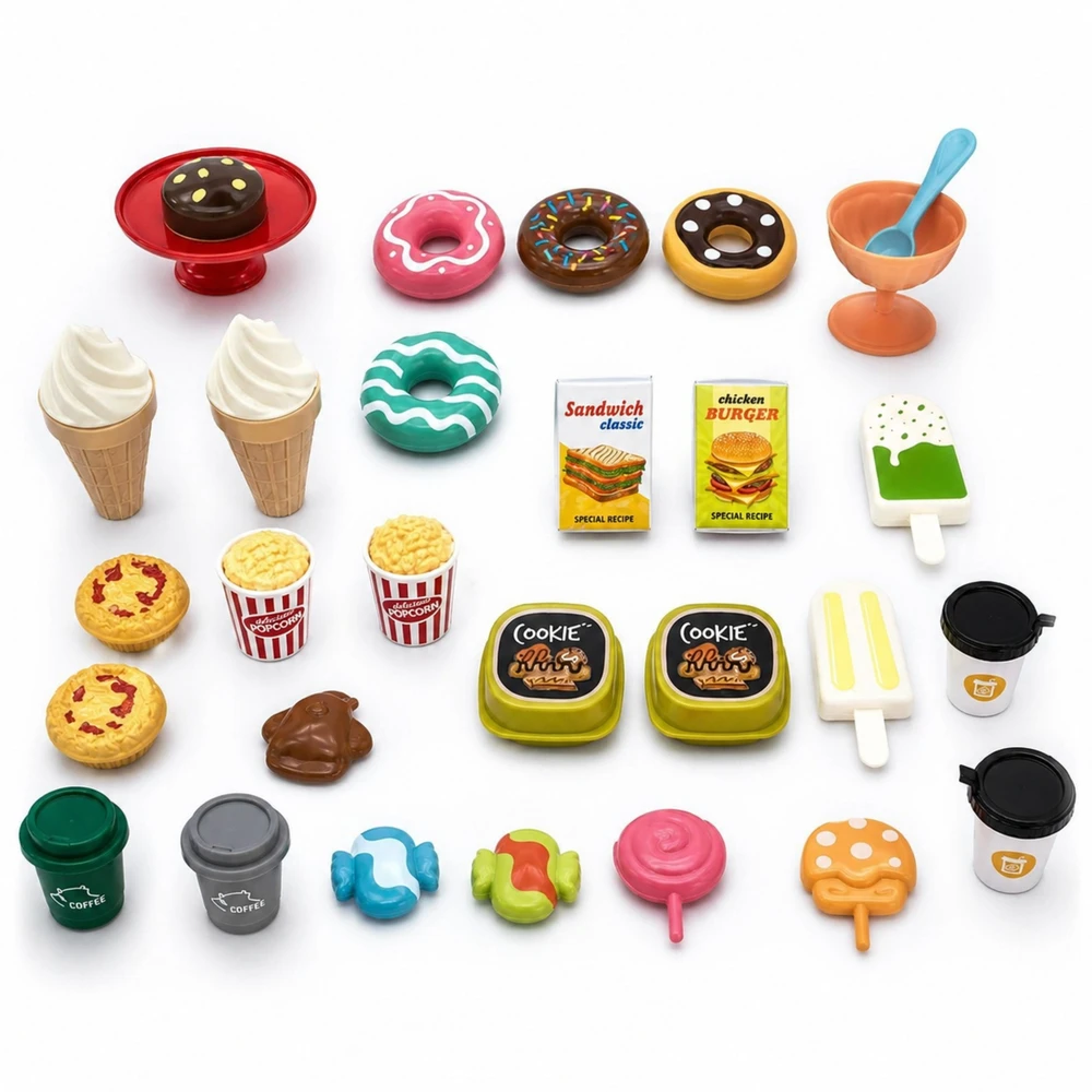 WOOPIE Set of Sweets, Desserts, Ice Creams for Playing in a Cafe Shop 30 pcs