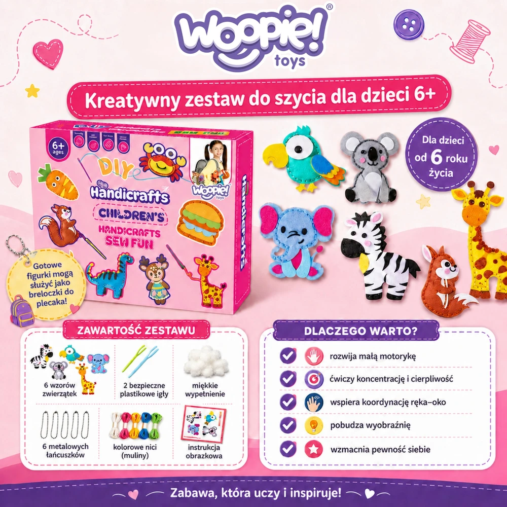 Woopie SEWING KIT FOR KIDS DIY FELT Keychains Animals