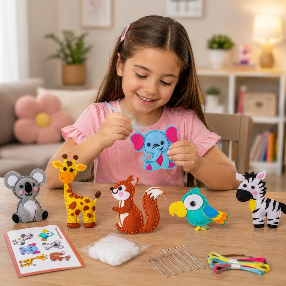 Woopie SEWING KIT FOR KIDS DIY FELT Keychains Animals
