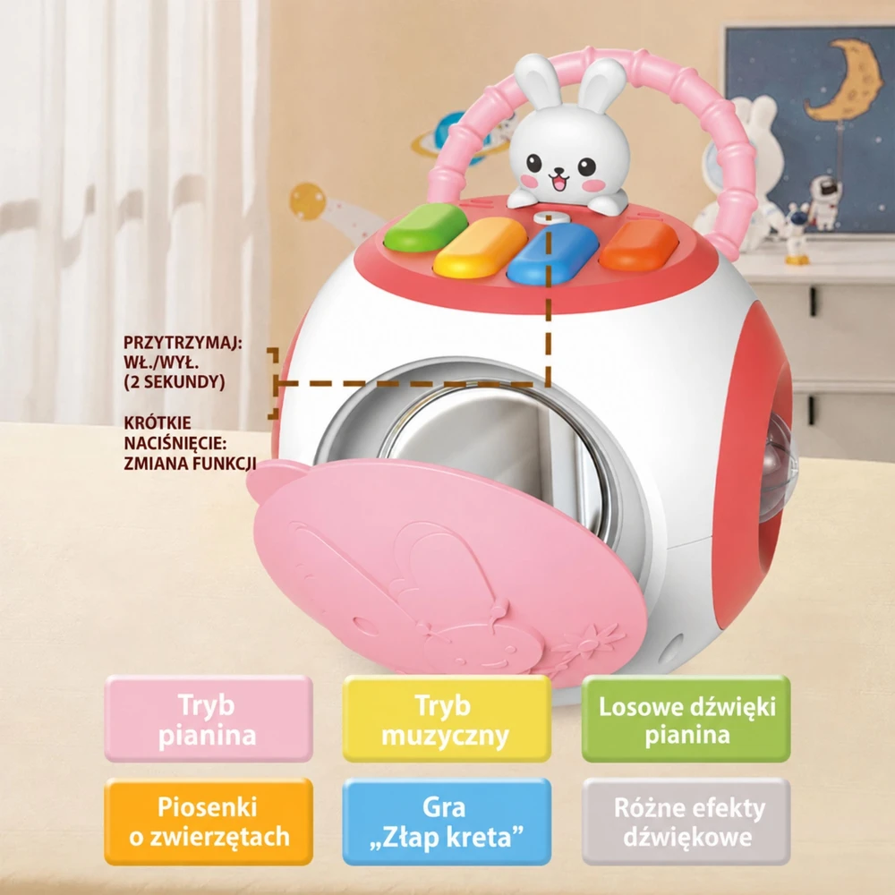 WOOPIE Shape Sorter Educational Piano for Kids Rožinė