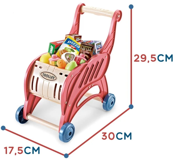 Vaikų supermarketas su pirkinių vežimėliu WOOPIE 40vnt
