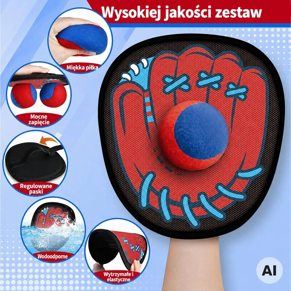 WOOPIE Skill Game Catch the Ball Paddle For Children Ball Catcher 5 pcs.