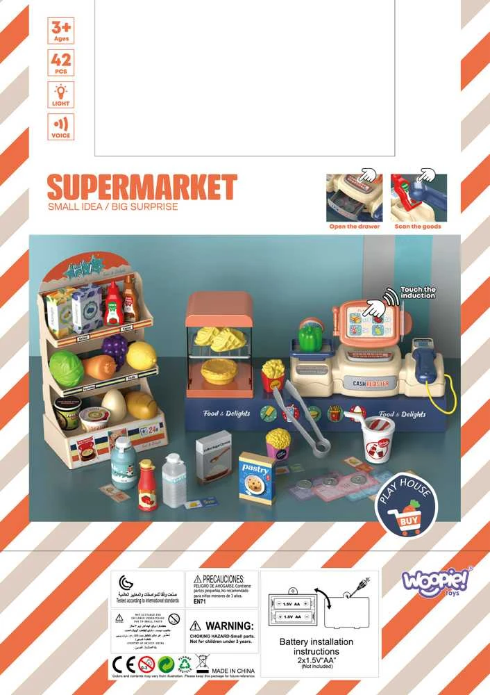 WOOPIE Supermarket 42 Elementai su skeneriu ir svėrimo funkcija