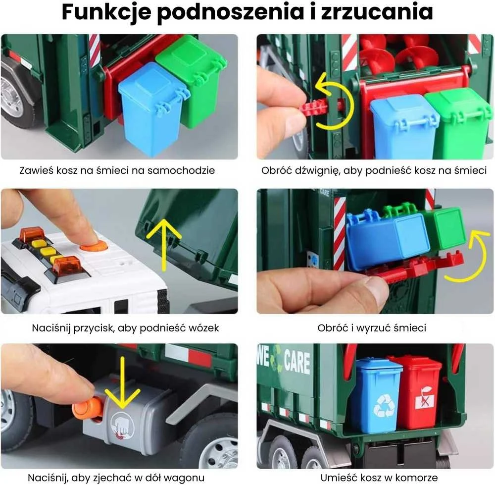 Woopie Šiukšliavežė Automobilis 1:10 - Mokomasis Žaidimas Su Atliekų Rūšiavimu