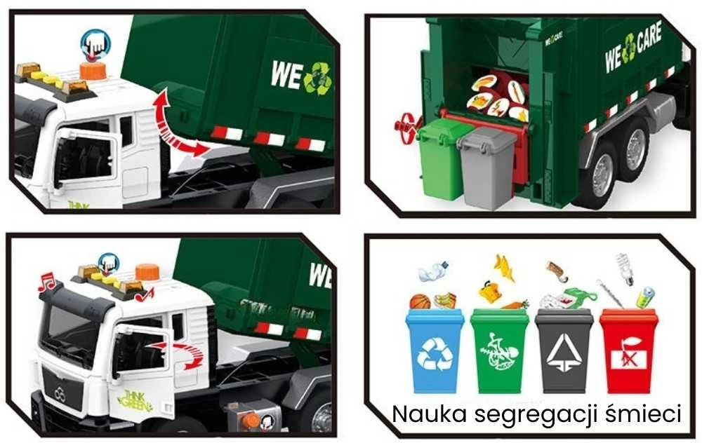 Woopie Šiukšliavežė Automobilis 1:10 - Mokomasis Žaidimas Su Atliekų Rūšiavimu