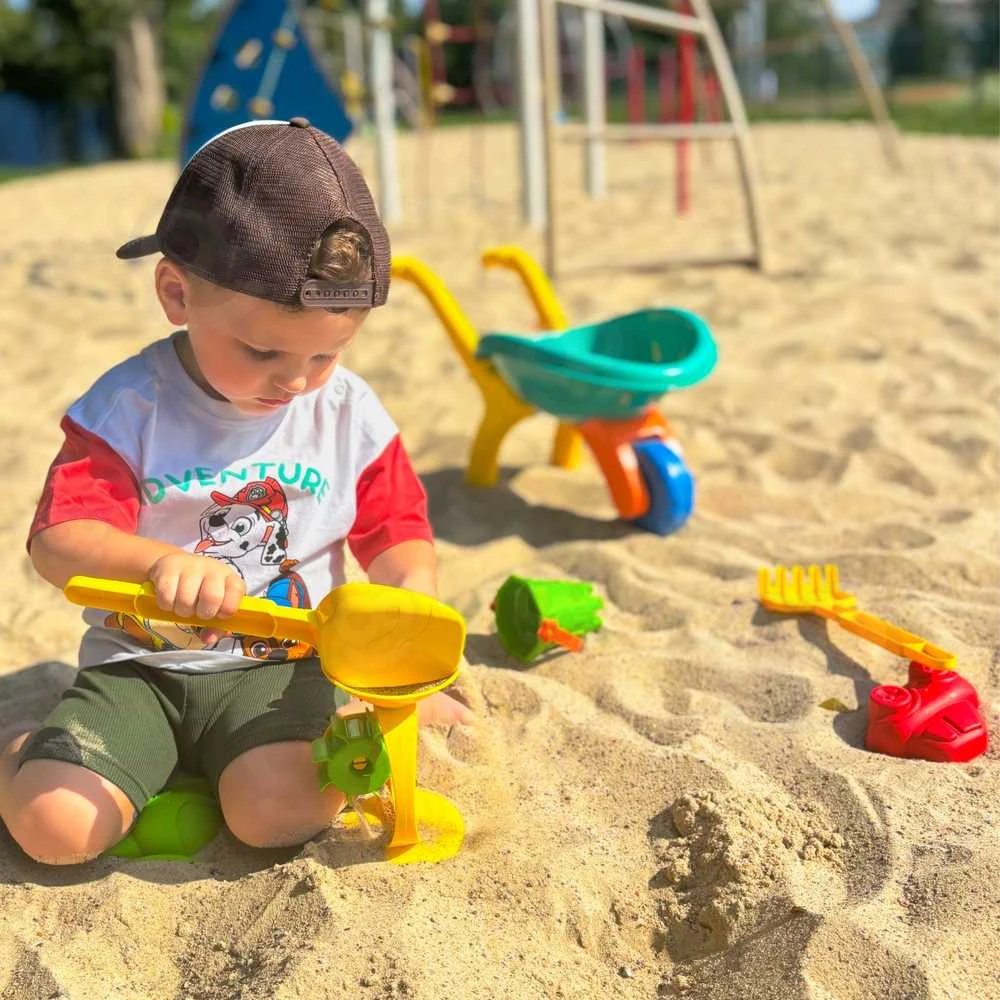 WOOPIE spalvingas smėlio žaidimų rinkinys su karučiu