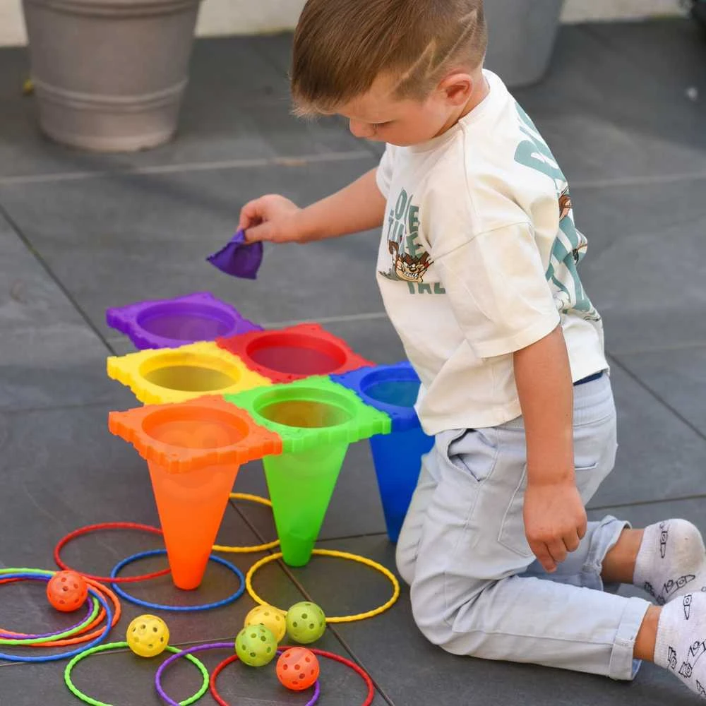 Woopie Gamybos 3in1 Žaidimų Rinkinys Laukui - Pachołkai, Žiedai, Maišeliai