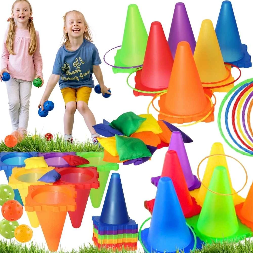 Woopie Gamybos 3in1 Žaidimų Rinkinys Laukui - Pachołkai, Žiedai, Maišeliai