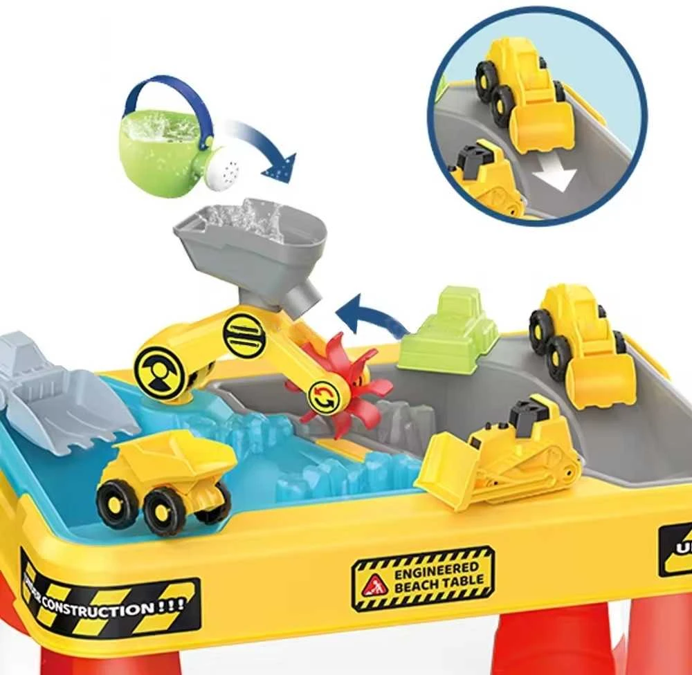 WOOPIE 53170 Vandens stalas 2in1 smėlio dėžės statybvietė + 4 automobiliai 12vnt.