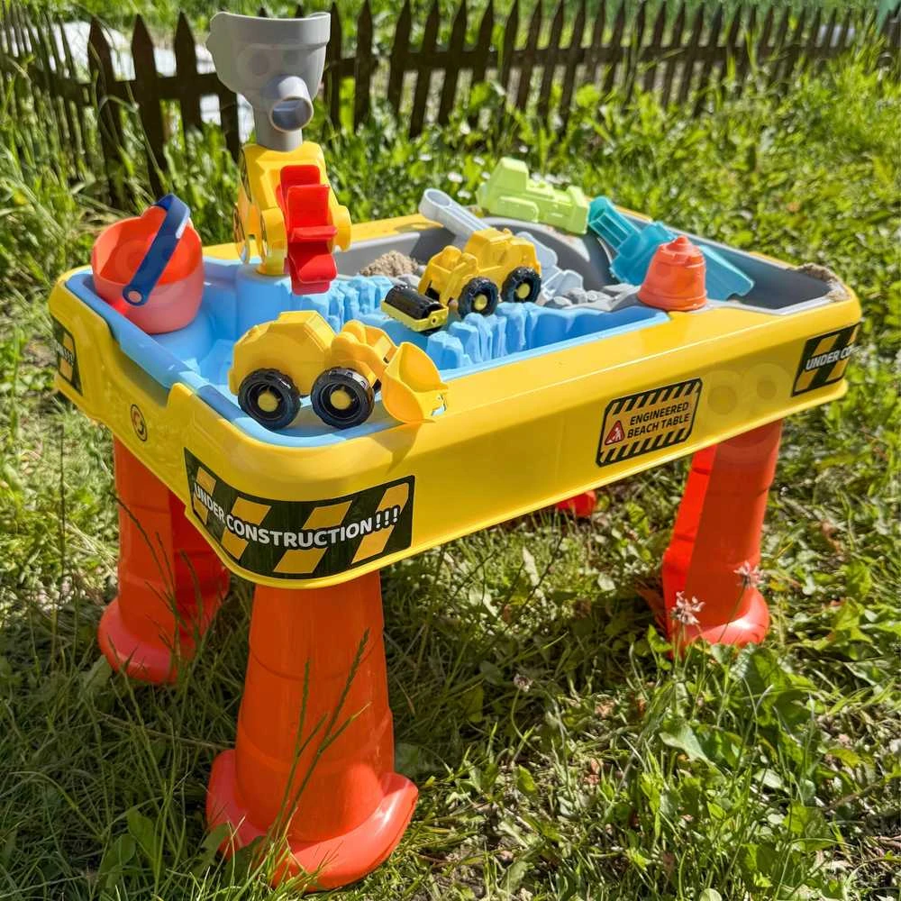 WOOPIE 53170 Vandens stalas 2in1 smėlio dėžės statybvietė + 4 automobiliai 12vnt.