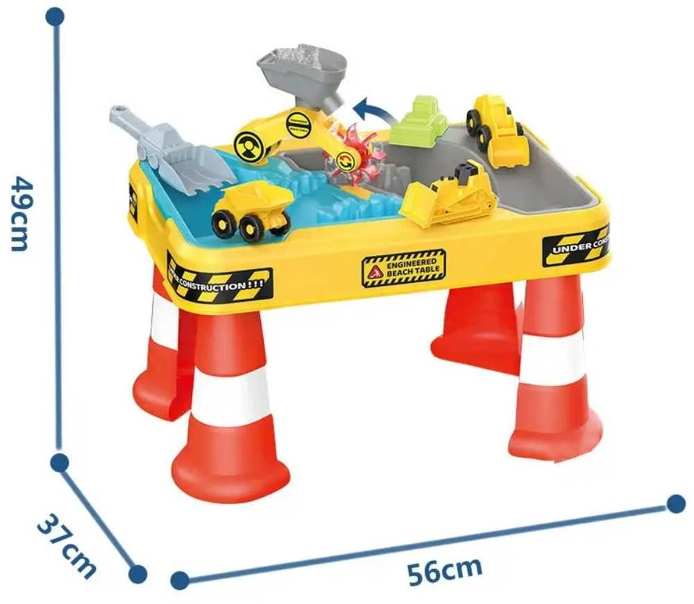 WOOPIE 53170 Vandens stalas 2in1 smėlio dėžės statybvietė + 4 automobiliai 12vnt.