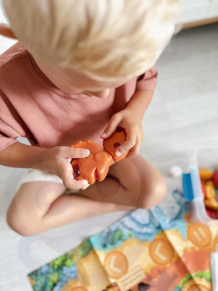 WOOPIE Konstrukcinis Rinkinys 2-in-1 Stalo Žaidimas Dinozaurai + Kauliukas 46 vnt.