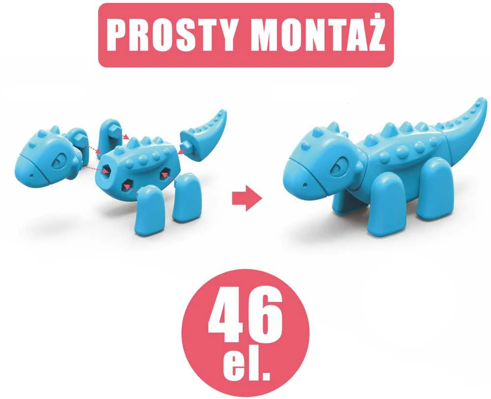 WOOPIE Konstrukcinis Rinkinys 2-in-1 Stalo Žaidimas Dinozaurai + Kauliukas 46 vnt.