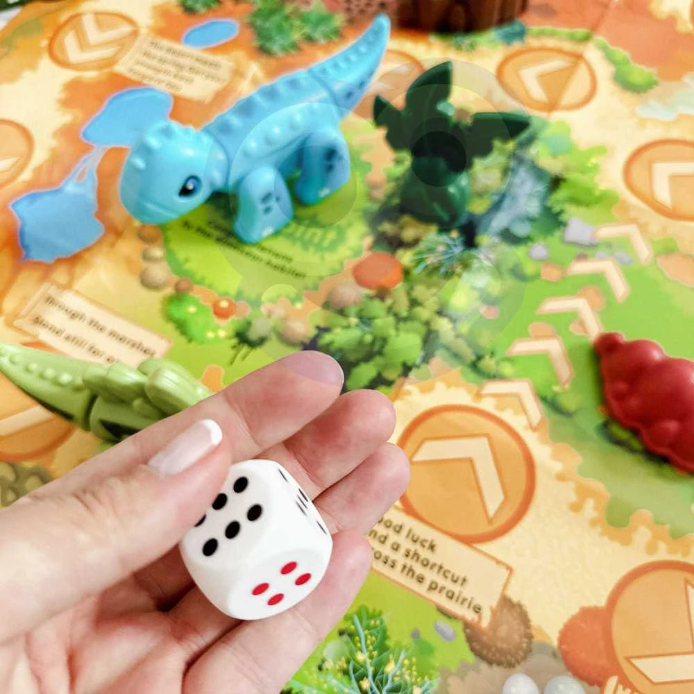 WOOPIE Konstrukcinis Rinkinys 2-in-1 Stalo Žaidimas Dinozaurai + Kauliukas 46 vnt.