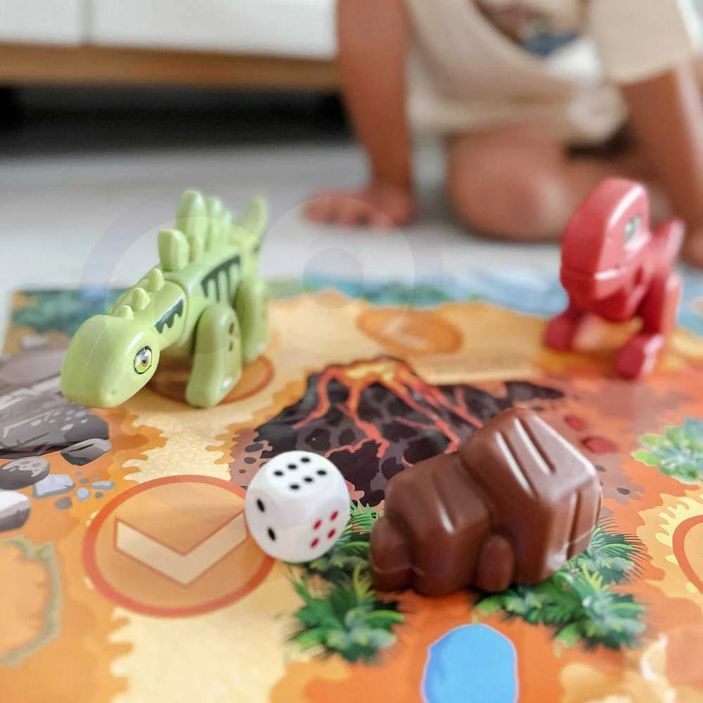 WOOPIE Konstrukcinis Rinkinys 2-in-1 Stalo Žaidimas Dinozaurai + Kauliukas 46 vnt.