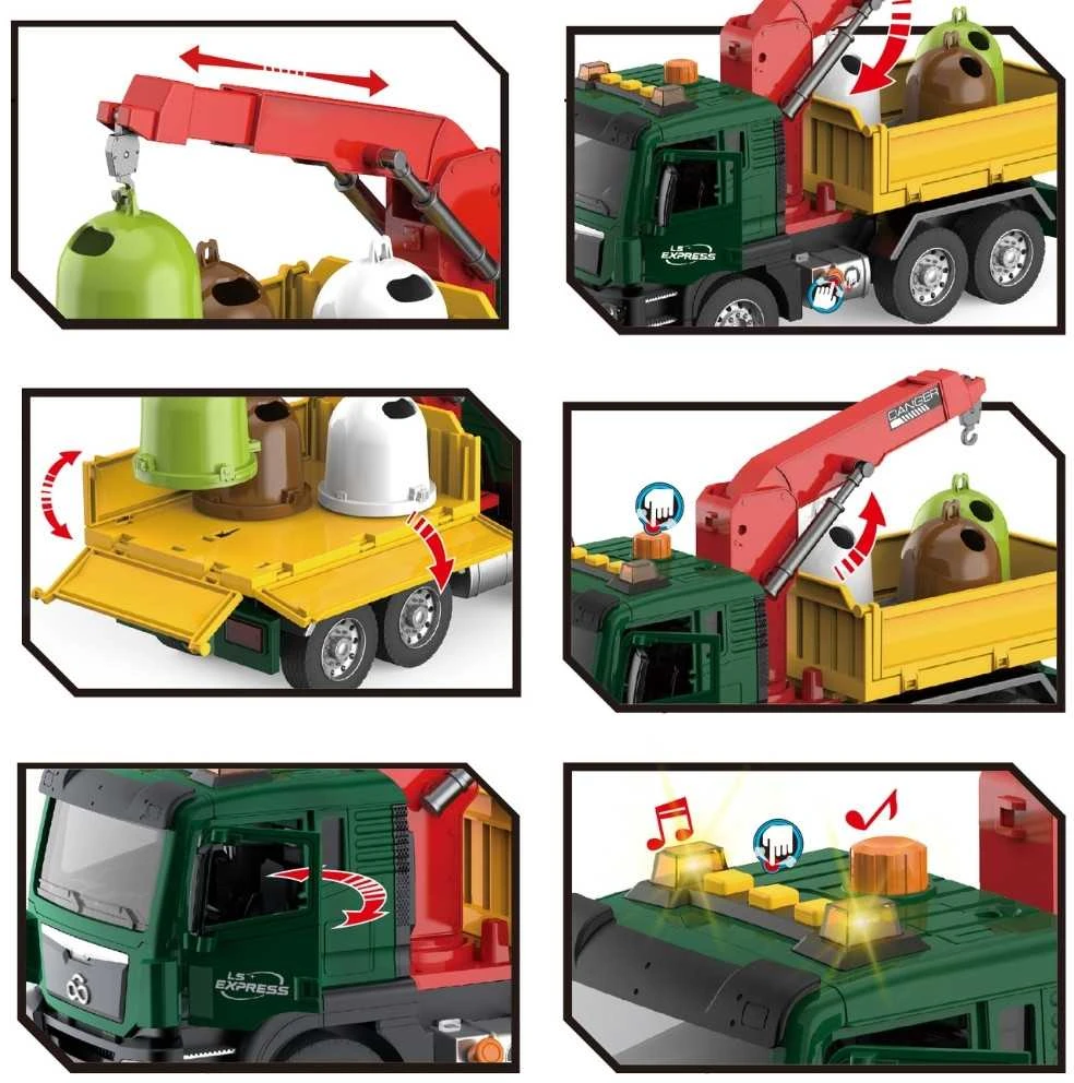 WOOPIE Atliekų Vagonas su Craneliu - Interaktyvus Automobilis 1:10