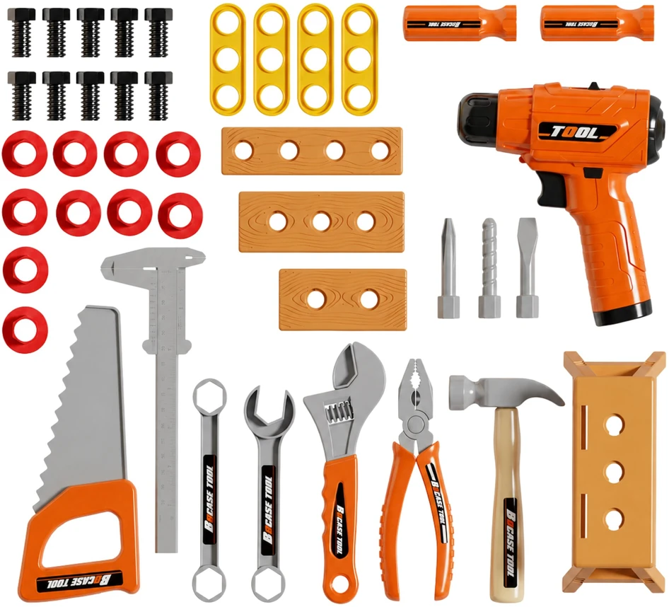 WOOPIE Tool Set in a Case 45 Pieces for Little Handyman Baterija-Powered Drill and Light