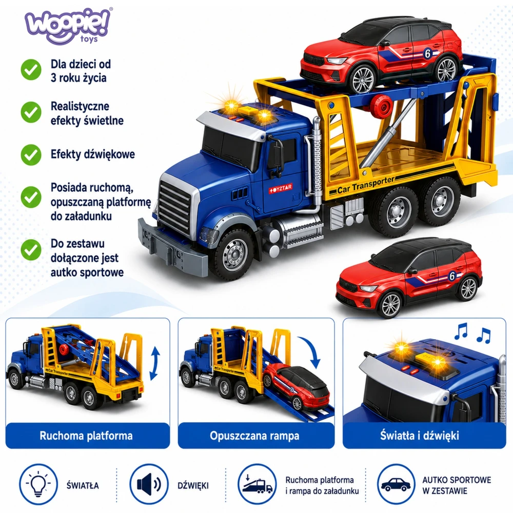 Transporteris su sportiniu automobiliu WOOPIE