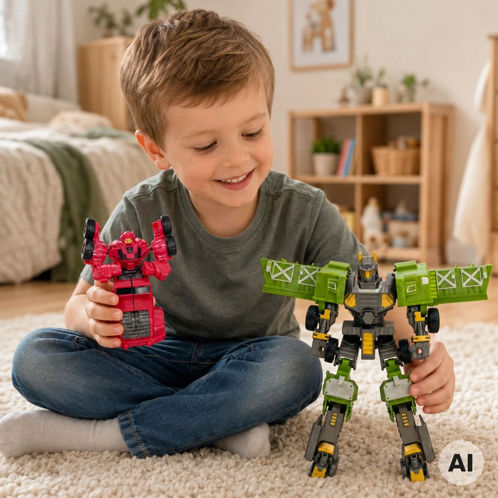 Transformuojančių robotų rinkinys 4in1 Woopie koviniai automobiliai