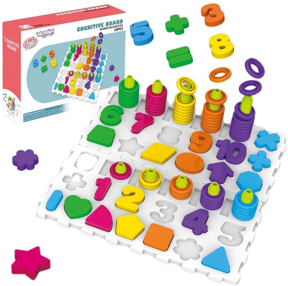 Woopie Montessori Dėlionė - Mokomasis Žaidimas su Rašmenimis ir Skaičiais - 139 Elementai