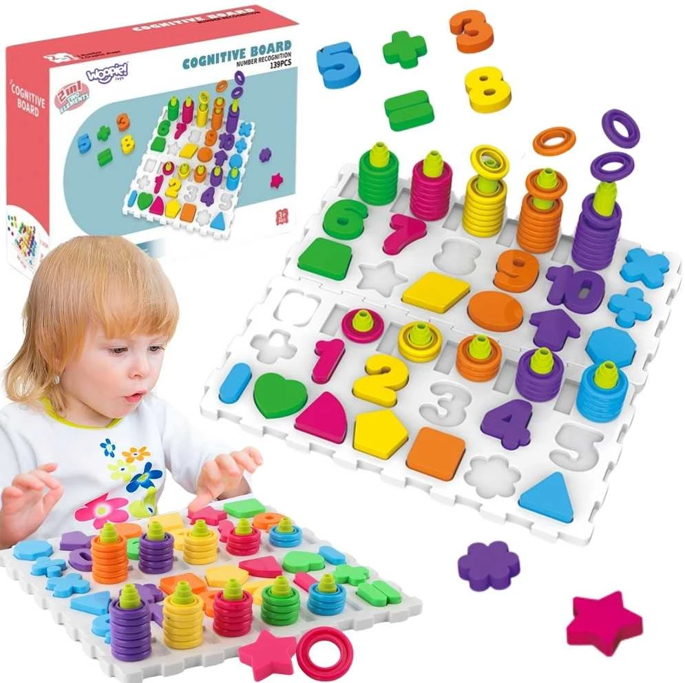 Woopie Montessori Dėlionė - Mokomasis Žaidimas su Rašmenimis ir Skaičiais - 139 Elementai