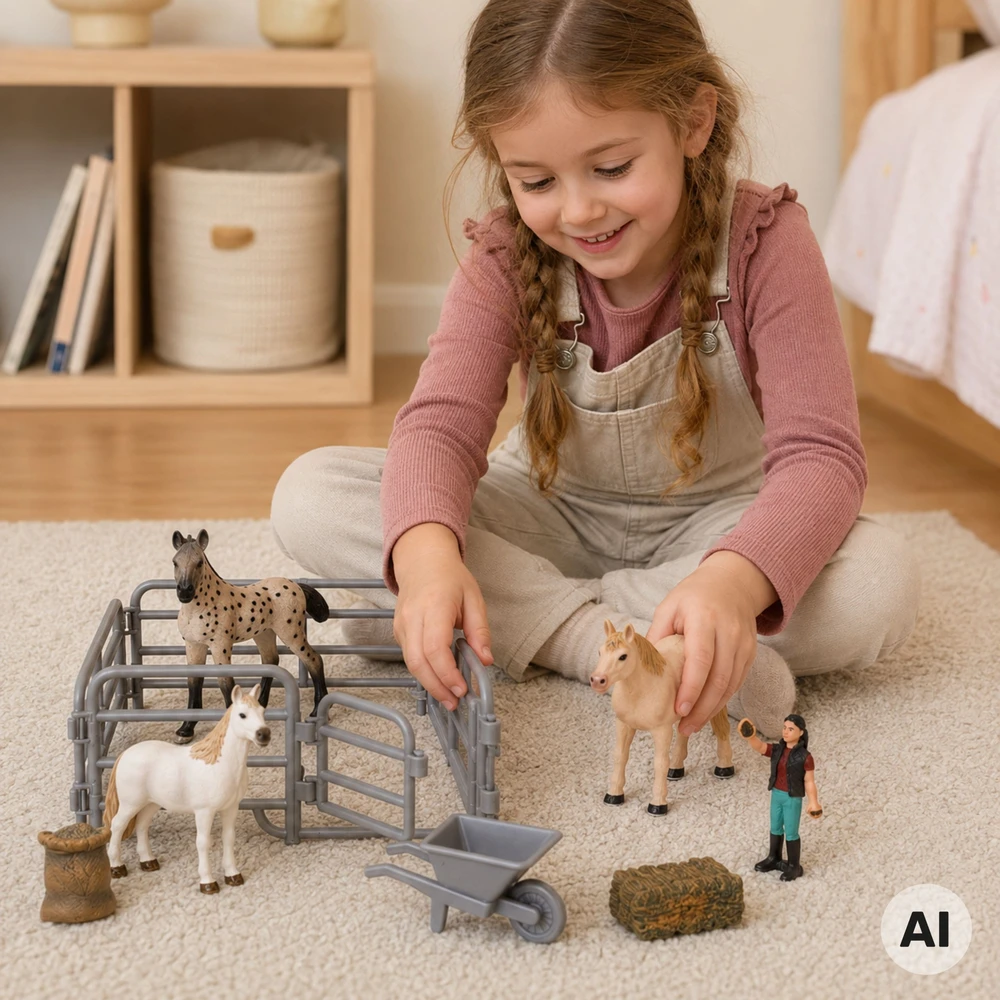 WOOPIE ūkio žirgų figūrėlių rinkinys Little Farmer 11 vnt. su priedais