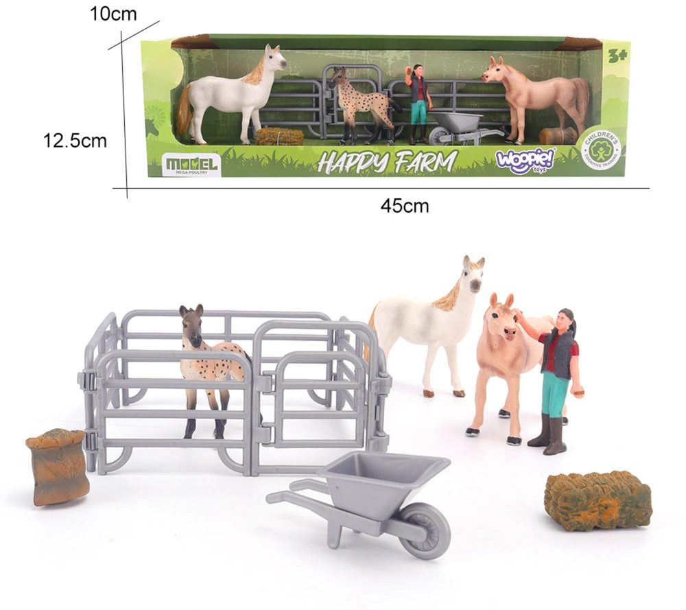 WOOPIE ūkio žirgų figūrėlių rinkinys Little Farmer 11 vnt. su priedais