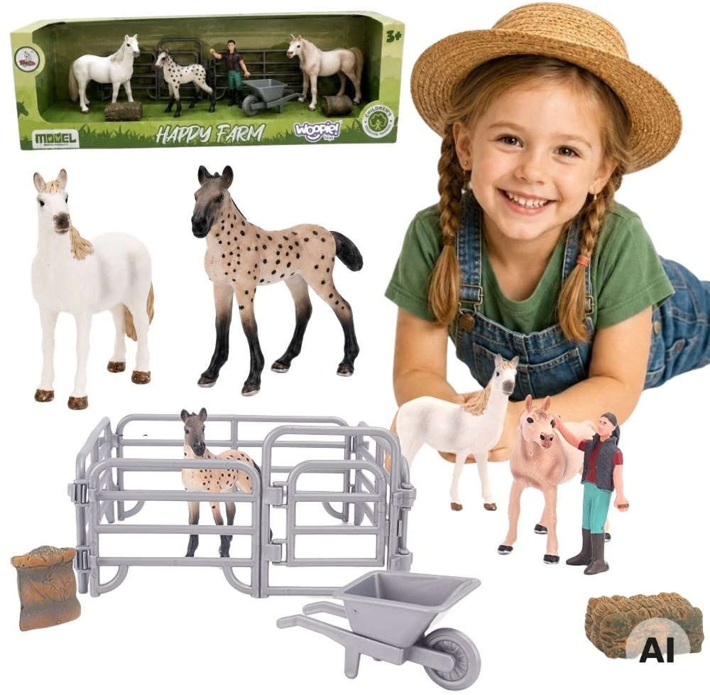 WOOPIE ūkio žirgų figūrėlių rinkinys Little Farmer 11 vnt. su priedais
