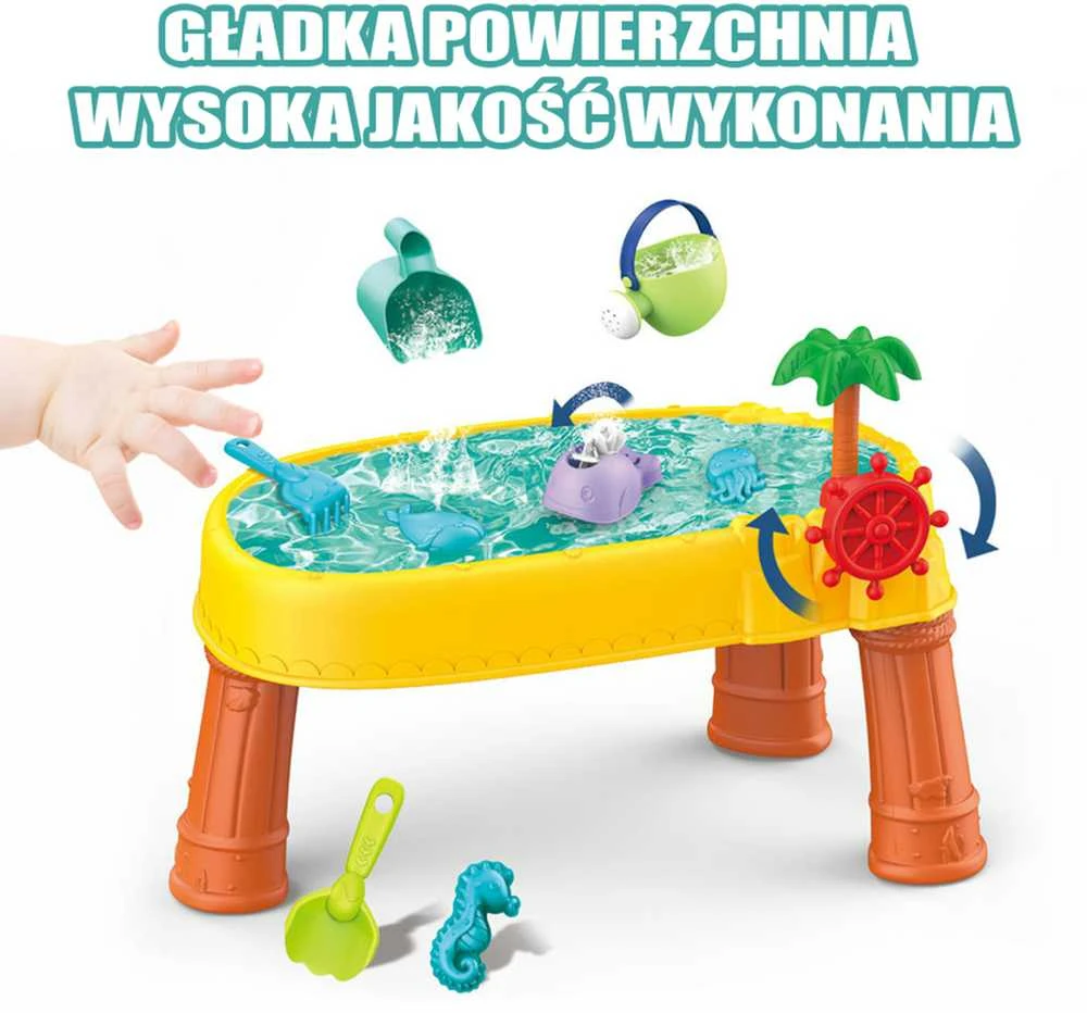 WOOPIE Smėlio ir Vandens Stalas 2in1 Piratų Laivas su 8 Priedais