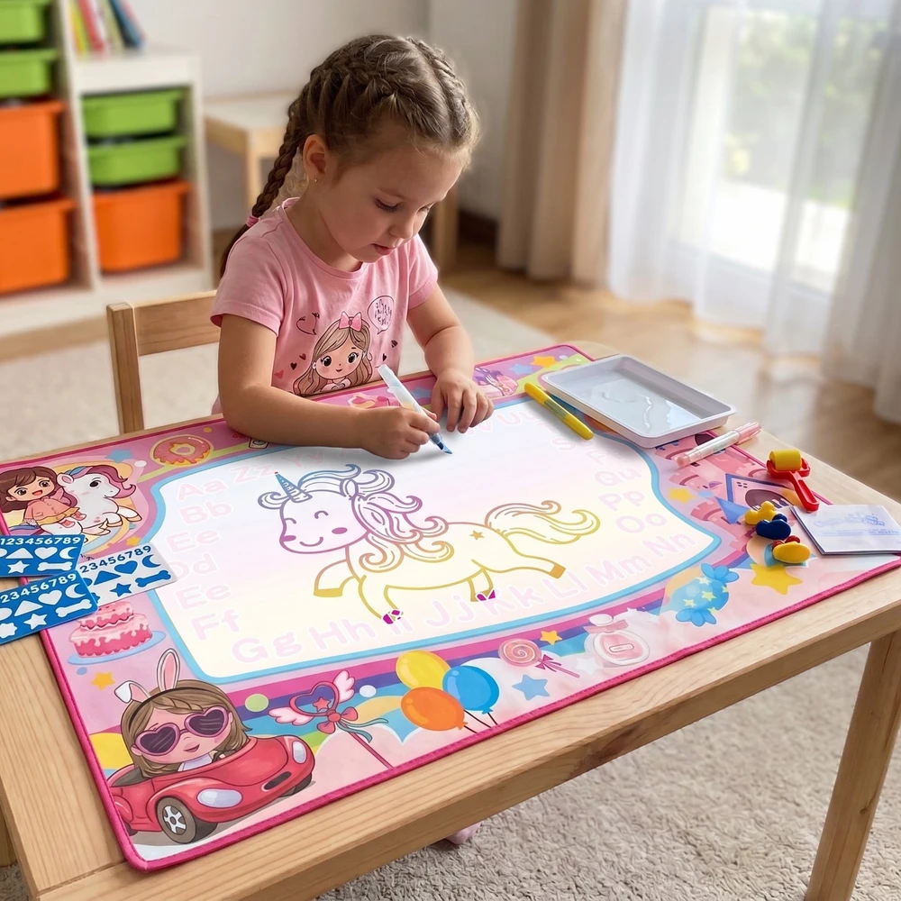 Woopie Piešimo Kilimėlis 2in1 XXL 100x70cm Šviečiantis Tamsoje