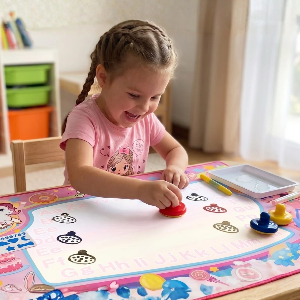 Woopie Piešimo Kilimėlis 2in1 XXL 100x70cm Šviečiantis Tamsoje