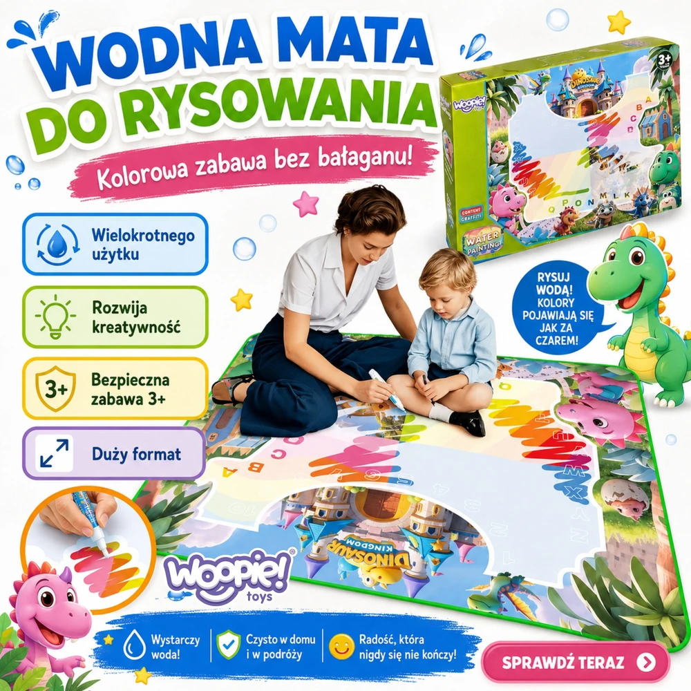 Vandens piešimo kilimėlis su dinozaurais Woopie