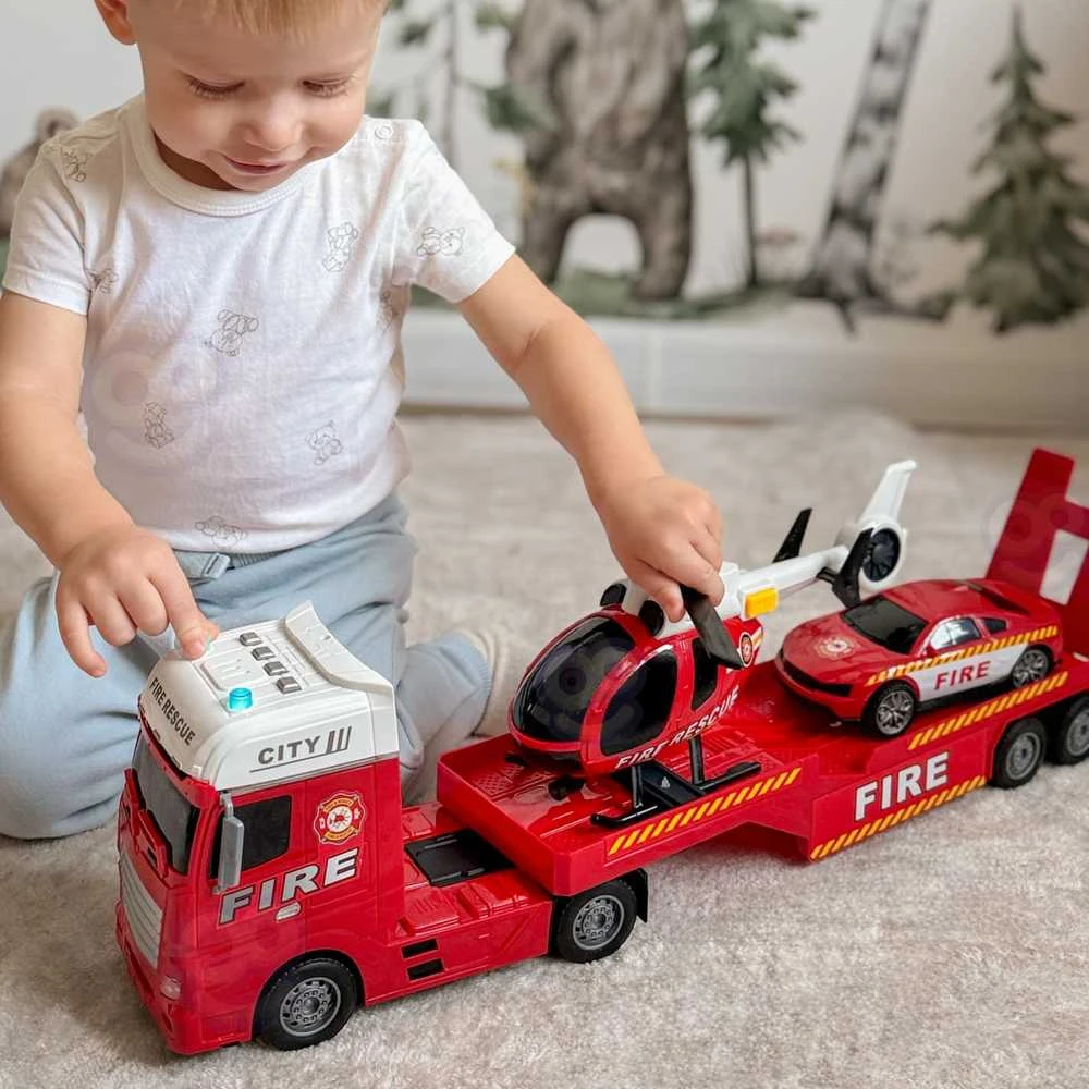 Woopie Žaislų Rinkinys: Traktorius su Priekaba, Sraigtasparnis ir Automobilis su Garso ir Šviesos Efektais