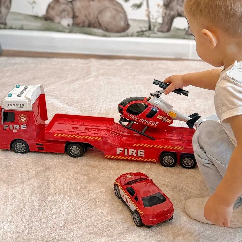 Woopie Žaislų Rinkinys: Traktorius su Priekaba, Sraigtasparnis ir Automobilis su Garso ir Šviesos Efektais