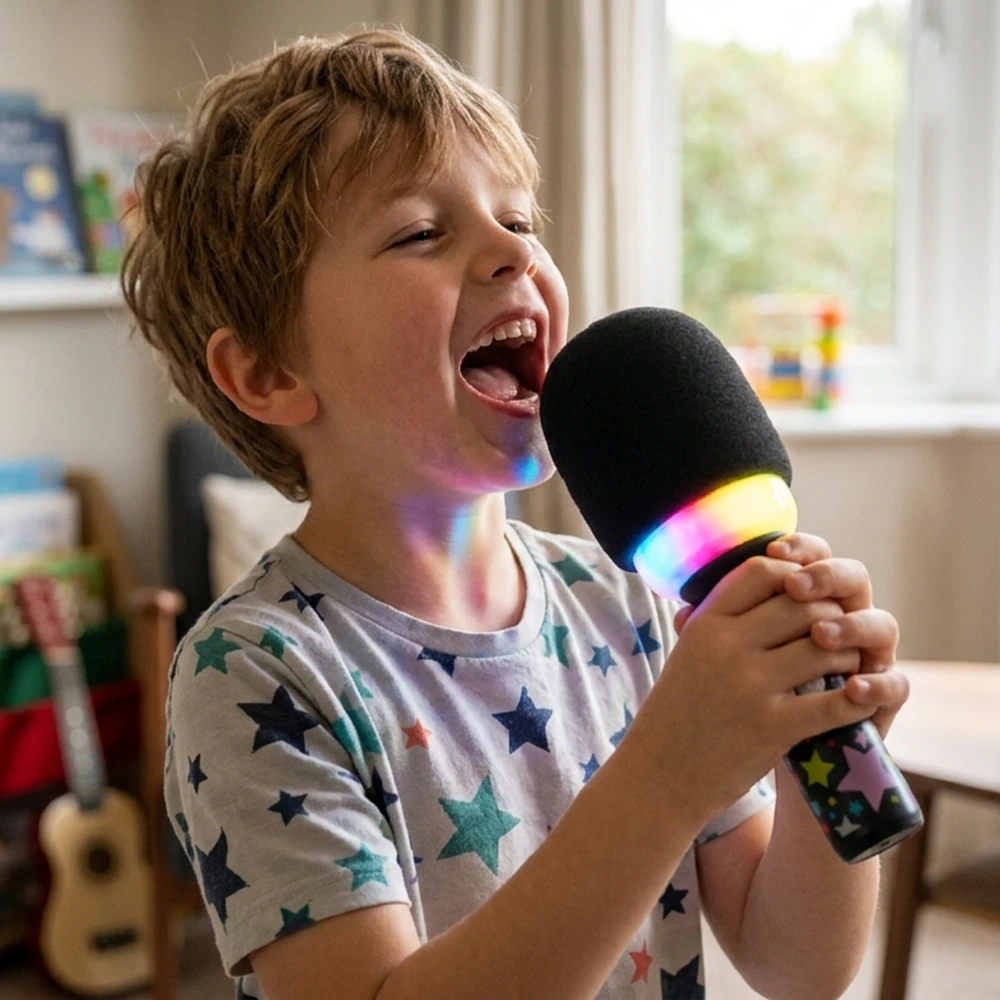 WOOPIE belaidis karaoke mikrofonas su garsiakalbiu, juodas, BT